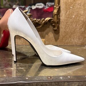 Prada White Textured Heels